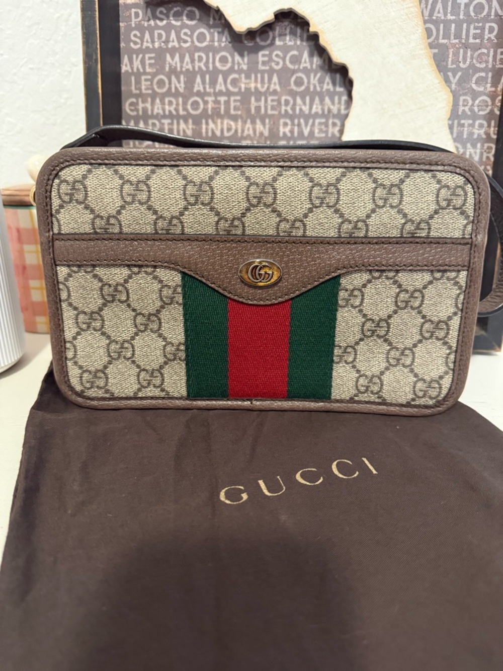 Rare Gucci Supreme Ophidia Brown Web Camera Bag